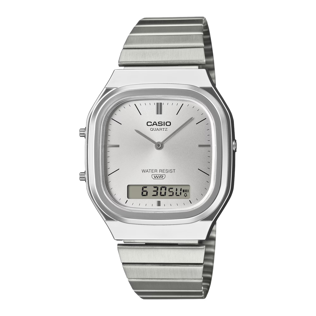 VINTAGE ANA-DIGI METAL SIL/WHT CASIO AQ-240E-7ACF