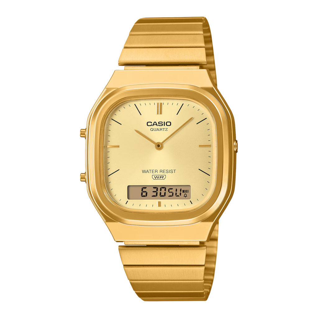 VINTAGE ANA-DIGI METAL GLD/GLD CASIO AQ-240EG-9ACF