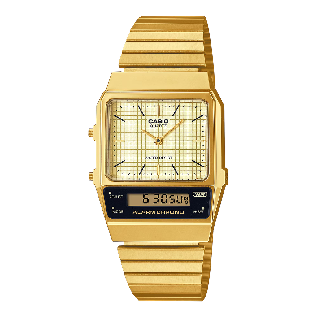 VINTAGE ANA-DIGI METAL GLD CASIO AQ-800EG-9ACG