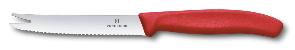 Swiss Classic, cheese and sausage knife, 11cm, fork tip, red 6.7861.C1 Victorinox