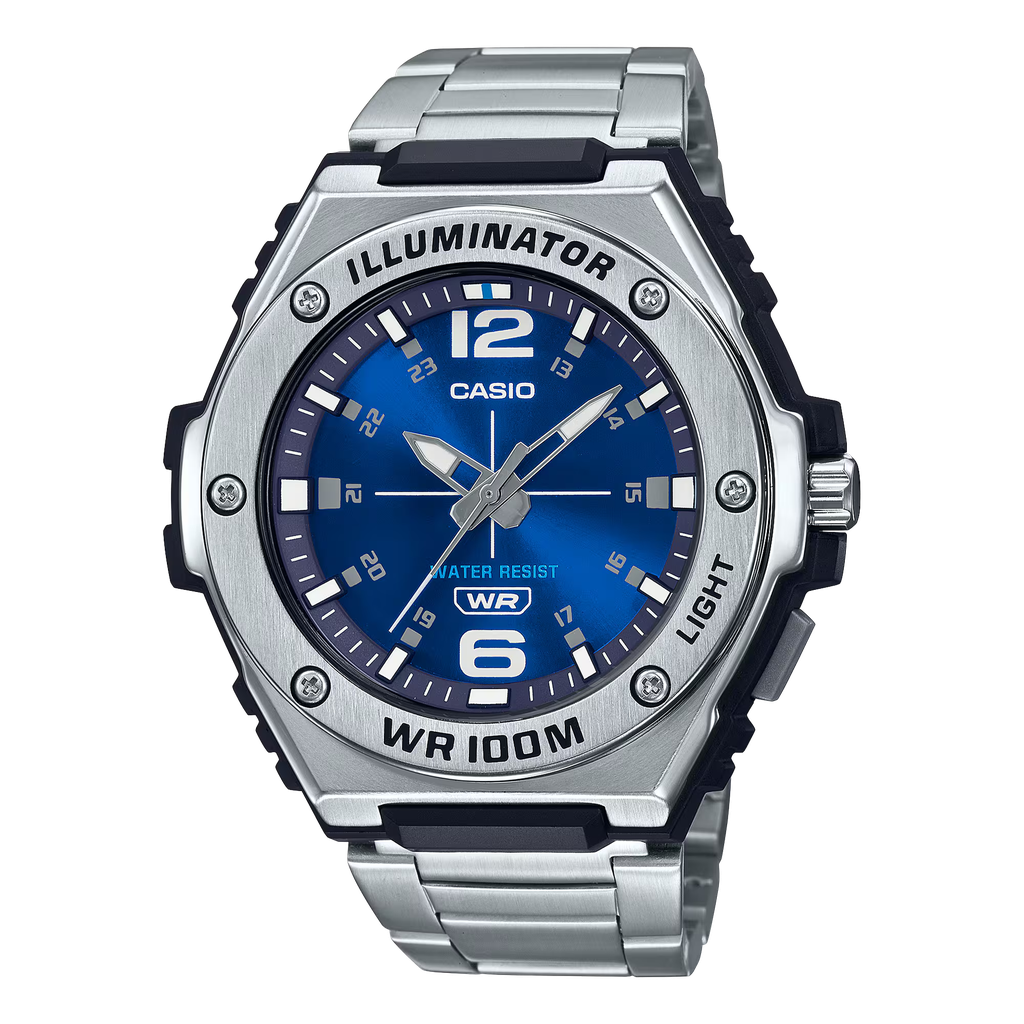 CASIO MEN'S ANALOG SS SILVER BLU MWA-100HD-2AVCF