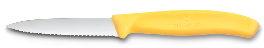 Swiss Classic, paring knife, 8cm, wavy, pointed tip, yellow 6.7638.C1