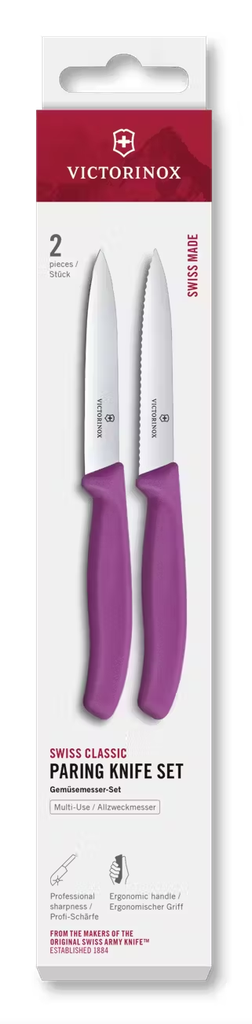 Swiss Classic, paring knife set, 2pcs, 10cm, straight/wavy, purple, box 6.7795.2C1