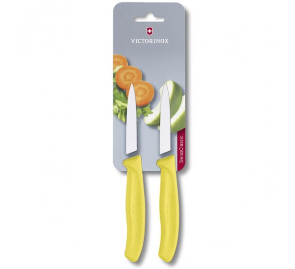 Cuchillo Swiss Classic Mondador de 8 cm con punta centrada Blister Amarillo Victorinox