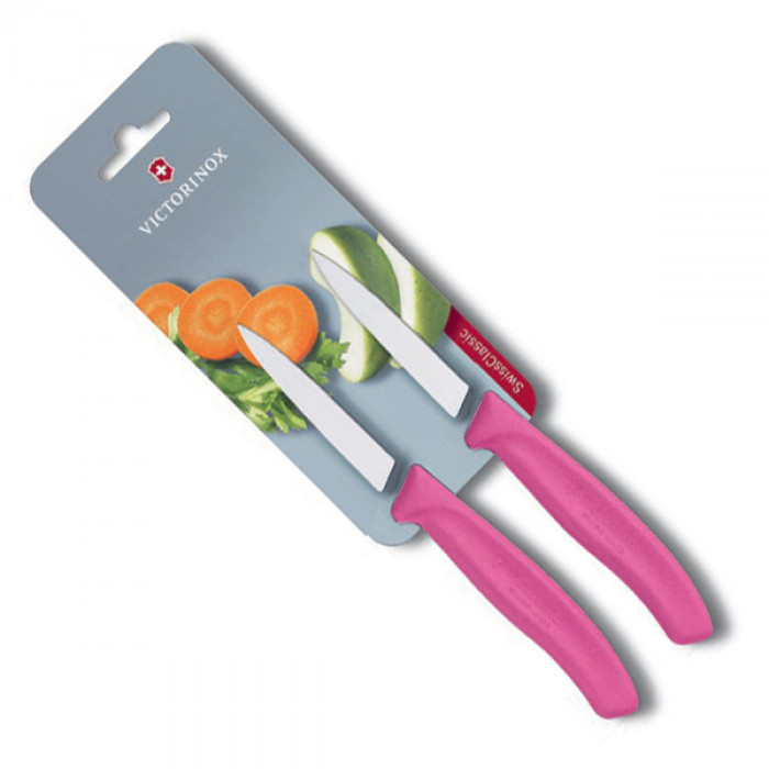 Cuchillo Swiss Classic Mondador de 8 cm con punta centrada Blister Rosa Victorinox