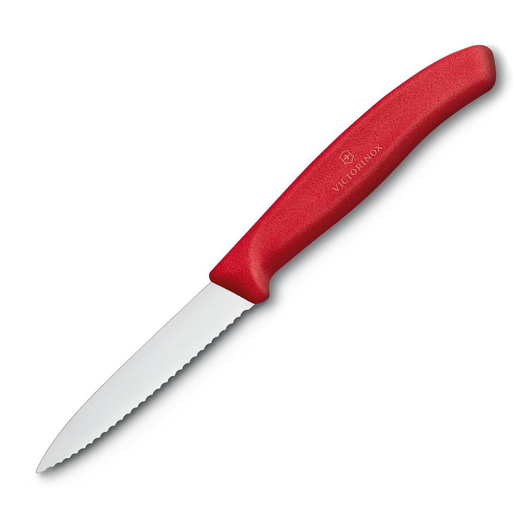 Cuchillo Swiss Classic Mondador de 8 cm con punta centrada y filo dentado Rojo Victorinox
