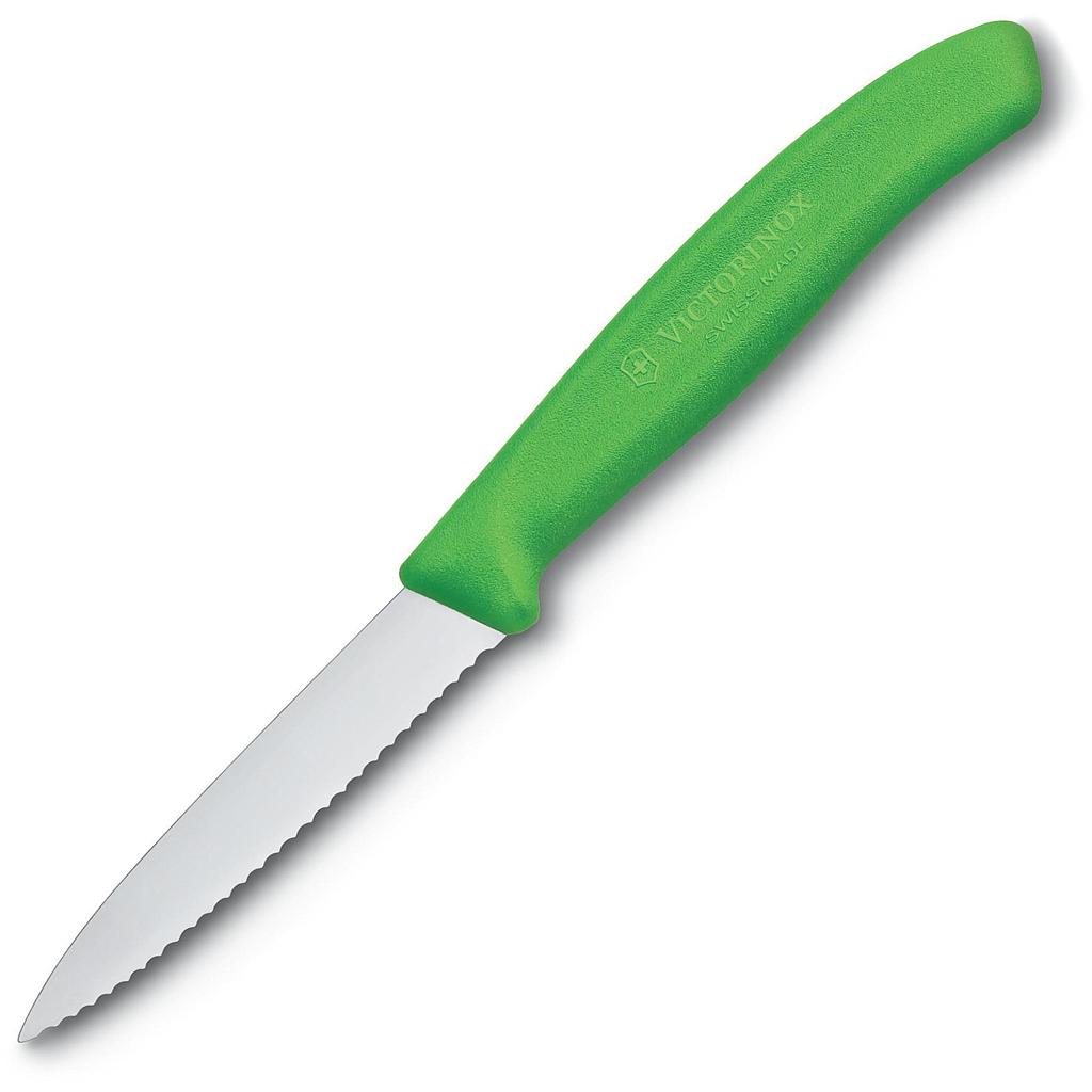 Cuchillo Swiss Classic Mondador de 8 cm con punta centrada y filo dentado Verde Victorinox