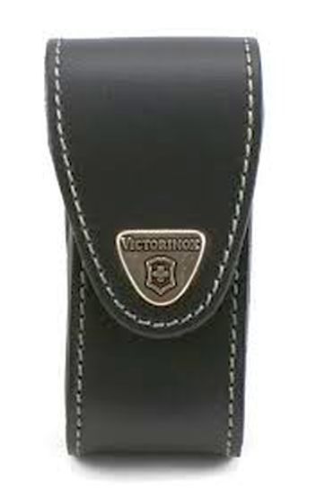 FUNDA DE PIEL NEGRA CON ESPACIO PARA LINTERNA SOLITAIRE Y PIEDRA PARA AFILAR PARA HERRAMIENTA 91 MM DE 2 A 4 CAPAS VICTORINOX