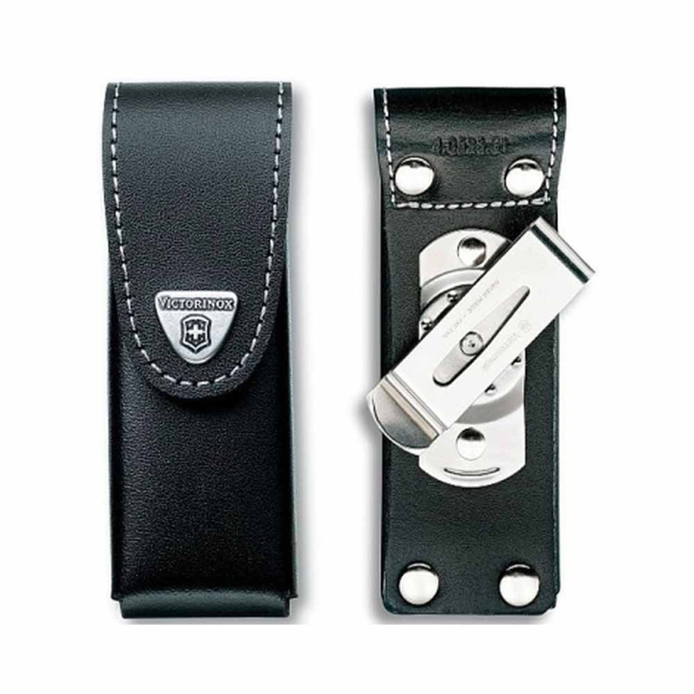 FUNDA DE PIEL NEGRA PARA HERRAMIENTA 111 MM  CON CLIP ROTATORIO VICTORINOX