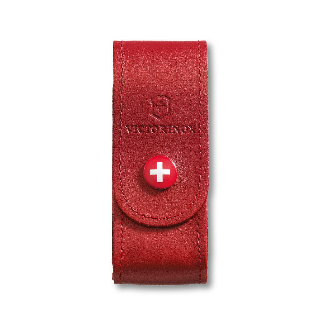 FUNDA DE PIEL ROJA PARA HERRAMIENTA 91 MM DE 2 A 4 CAPAS CON CIERRE DE BOTON A PRESION VICTORINOX