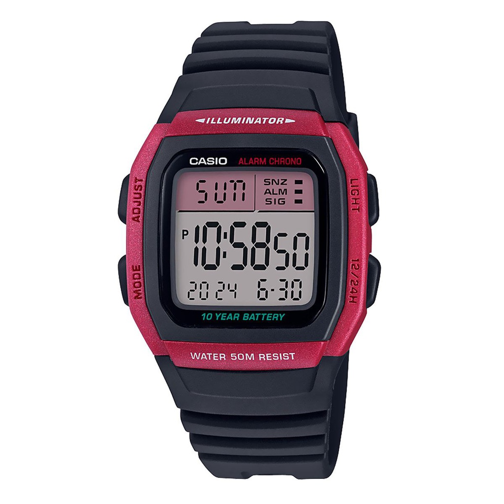 MEN'S A RESIN RED/BLK CASIO W-96H-4AVCF