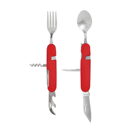 [K900158] Cubiertos Wallis 8 usos desprendible a 2 piezas 11 cm mango aluminio rojo K900158