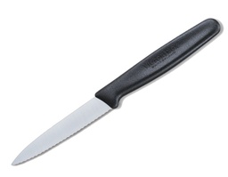 [5.0633] Cuchillo mondador de 8 cm con punta centrada y filo dentado Negro Victorinox