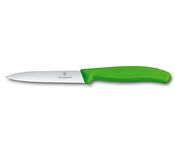 [6.7736.L4] SwissClassic cuchillo VX puntiagudo dentado 10 cm verde 6.7736.L4