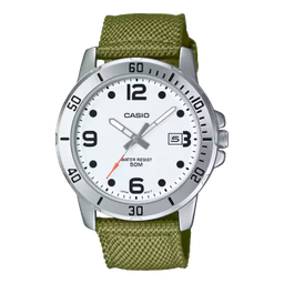 [MTP-VD01C-3BVCF] Casio SPORTS ANALOG CLOTH WHT/GRN MTP-VD01C-3BVCF