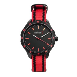 [ST23233WQ] RELOJ ANALOGO CABALLERO ROJO CORREA DE NYLON STEINER ST23233WQ