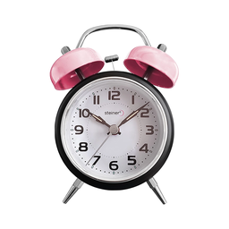 [TB09802PK] RELOJ DESPERTADOR ANALOGO,CAMPANA,NGO/ROSA,6.5C  STEINER TB09802PK