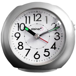 [BB08011SL] Reloj Despertador Luz Led Steiner Plata Wake Up BB08011SL