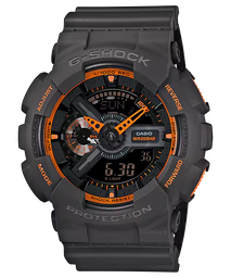 [GA-110TS-1A4CR] Casio GS XL AD Neon Acct Gry w/Org GA-110TS-1A4CR