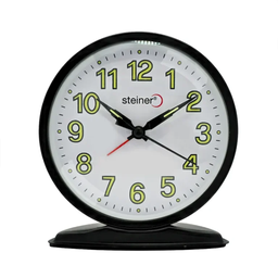 [MT12401BK] Reloj Despertador, redondo Análogo – Negro MT12401BK