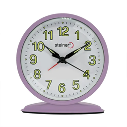 [MT12401PP] Reloj Despertador, redondo Análogo – Morado MT12401PP