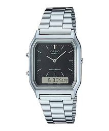 [AQ-230A-1DMQYCF] VINTAGE AD METAL BLK/SIL CASIO AQ-230A-1DMQYCF