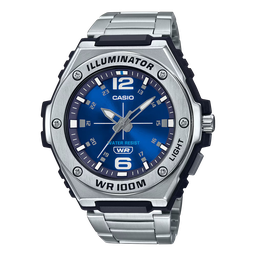 [MWA-100HD-2AVCF] CASIO MEN'S ANALOG SS SILVER BLU MWA-100HD-2AVCF